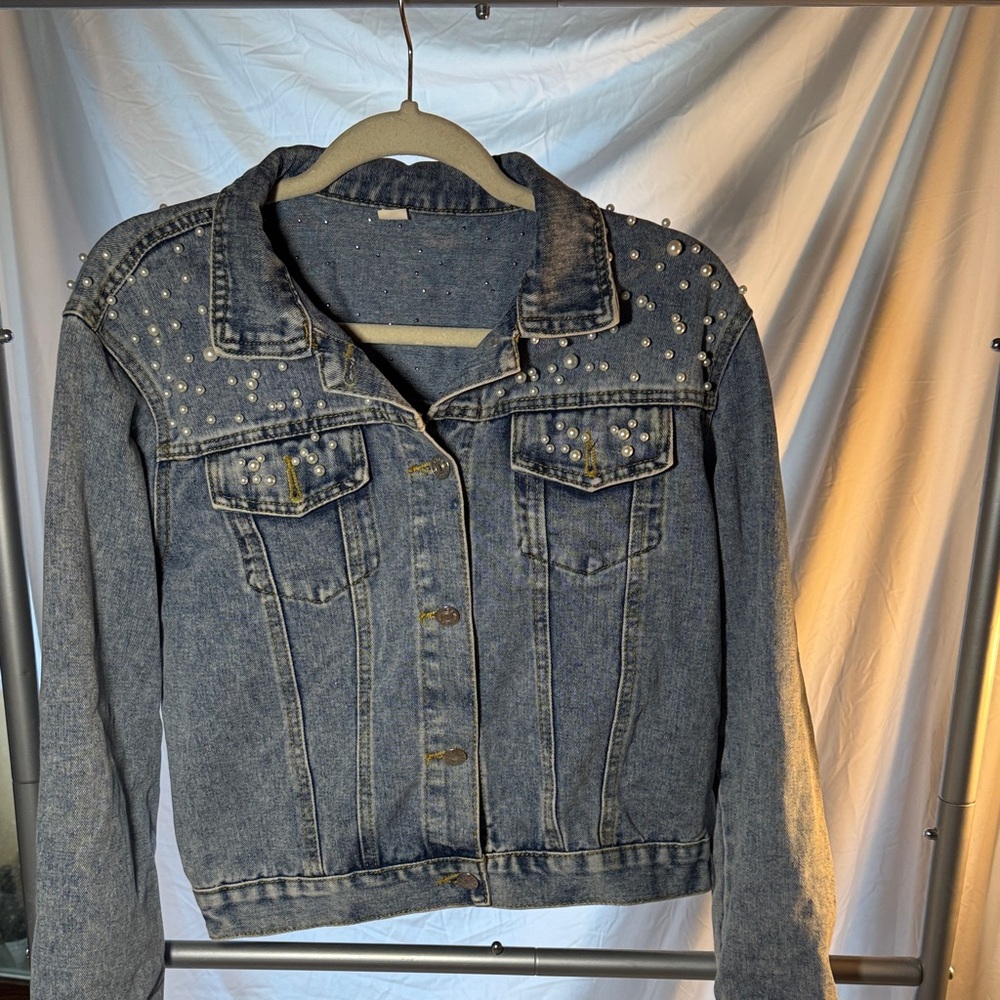 Pearl Studded Denim Jacket